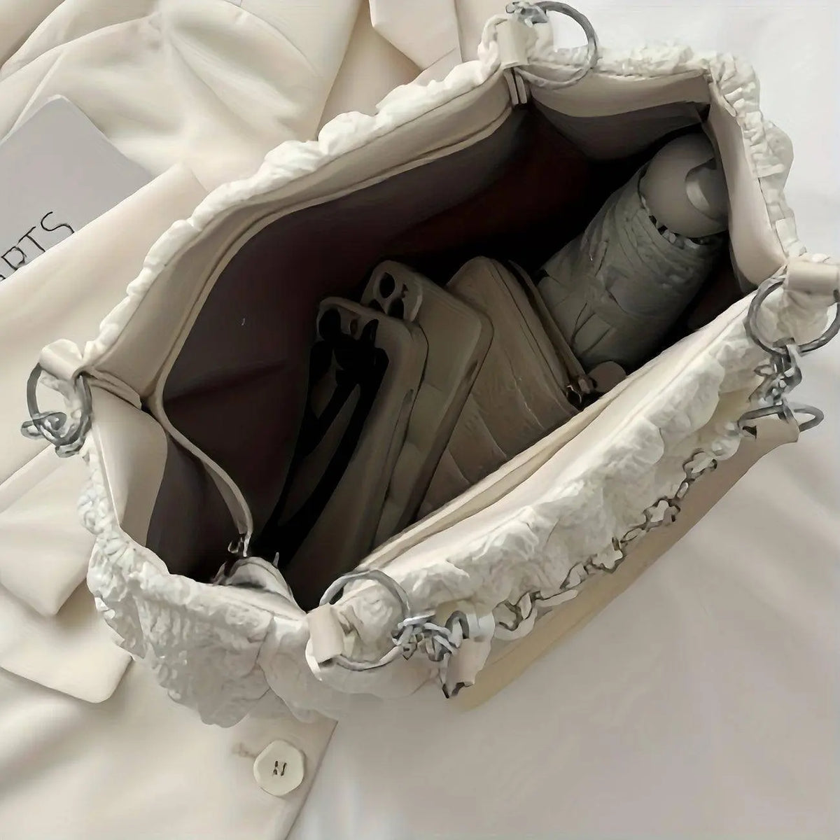 Chic Pleated Cloud Shoulder Bag - Bubble Ruched Tote with Soft Comfort - Fashionable Everyday Accessory for Women - SS69