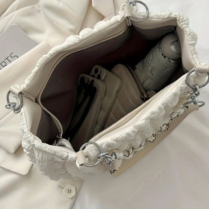 Chic Pleated Cloud Shoulder Bag - Bubble Ruched Tote with Soft Comfort - Fashionable Everyday Accessory for Women - SS69