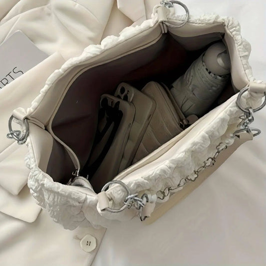 Chic Pleated Cloud Shoulder Bag - Bubble Ruched Tote with Soft Comfort - Fashionable Everyday Accessory for Women - SS69