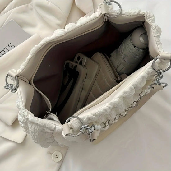 Chic Pleated Cloud Shoulder Bag - Bubble Ruched Tote with Soft Comfort - Fashionable Everyday Accessory for Women - SS69