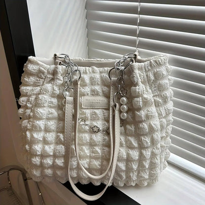 Chic Pleated Cloud Shoulder Bag - Bubble Ruched Tote with Soft Comfort - Fashionable Everyday Accessory for Women - SS69
