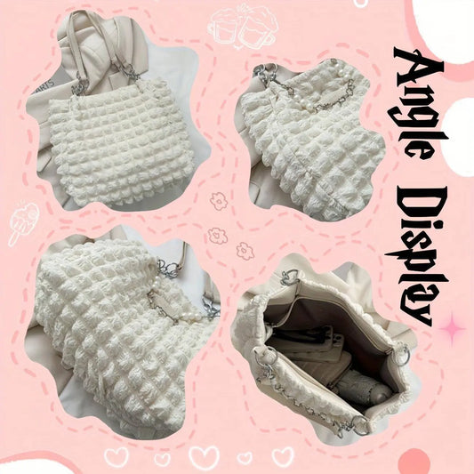Chic Pleated Cloud Shoulder Bag - Bubble Ruched Tote with Soft Comfort - Fashionable Everyday Accessory for Women - SS69