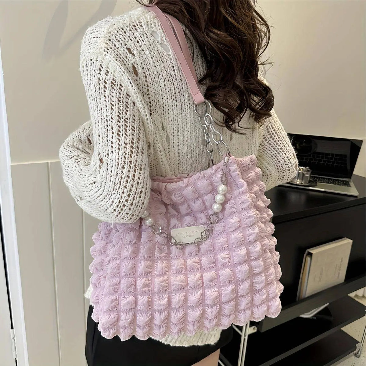 Chic Pleated Cloud Shoulder Bag - Bubble Ruched Tote with Soft Comfort - Fashionable Everyday Accessory for Women - SS69