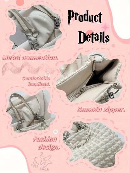 Chic Pleated Cloud Shoulder Bag - Bubble Ruched Tote with Soft Comfort - Fashionable Everyday Accessory for Women - SS69