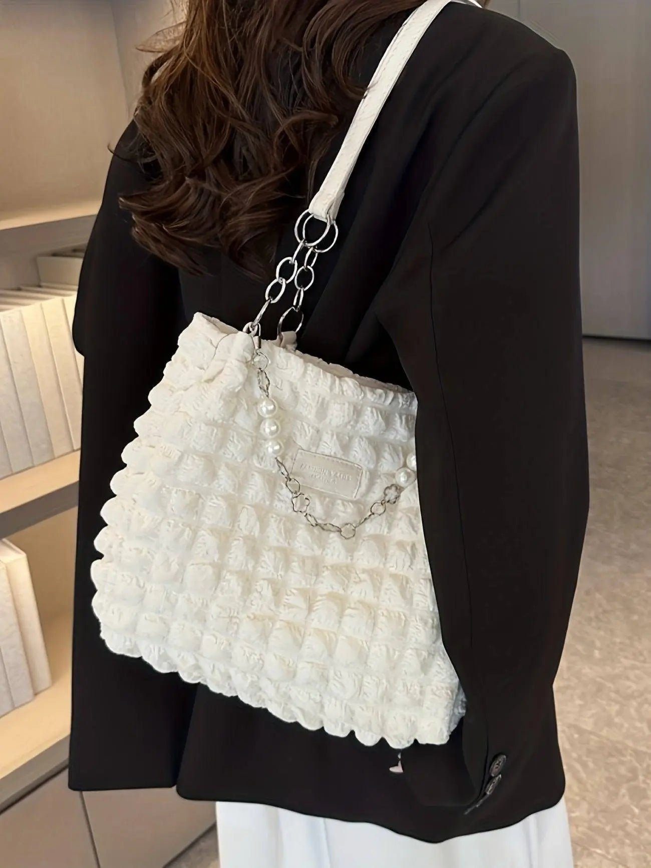 Chic Pleated Cloud Shoulder Bag - Bubble Ruched Tote with Soft Comfort - Fashionable Everyday Accessory for Women - SS69