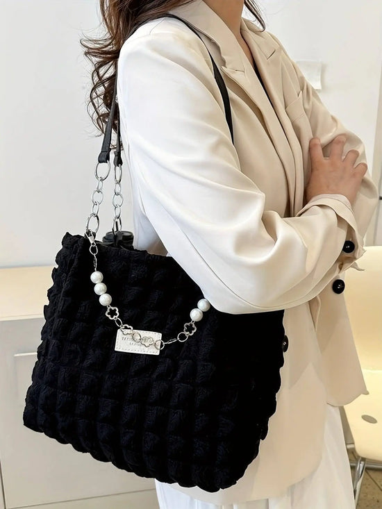 Chic Pleated Cloud Shoulder Bag - Bubble Ruched Tote with Soft Comfort - Fashionable Everyday Accessory for Women - SS69