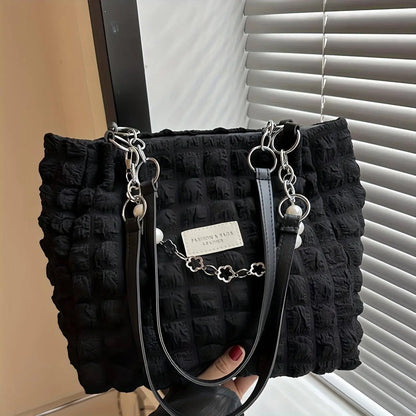 Chic Pleated Cloud Shoulder Bag - Bubble Ruched Tote with Soft Comfort - Fashionable Everyday Accessory for Women - SS69