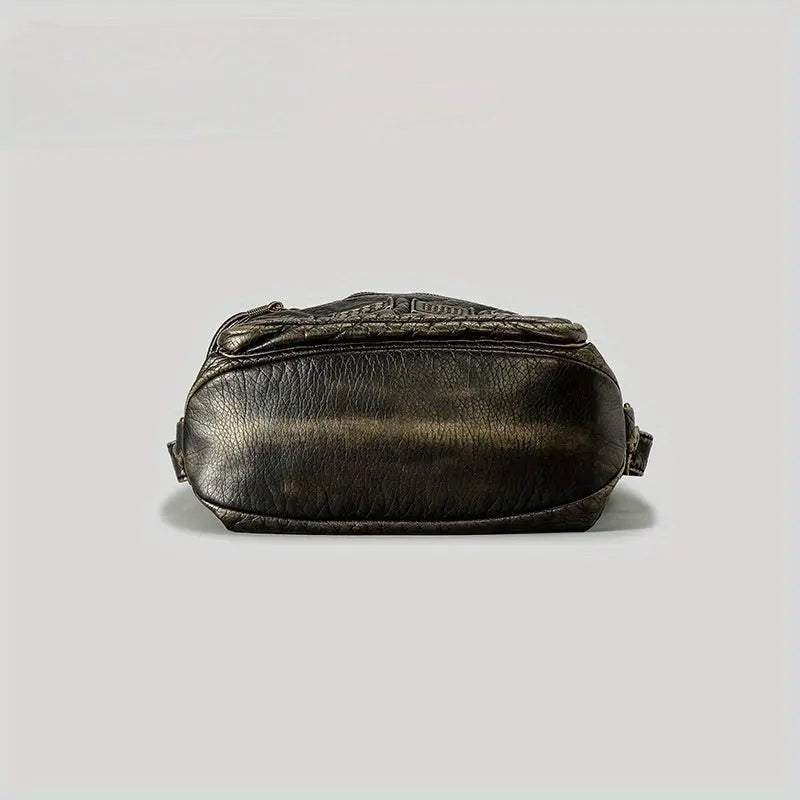 Chic Vintage Rivet Tote Bag for Women - Spacious Multi-Pocket Crossbody with Detachable Strap, Faux Leather SS69