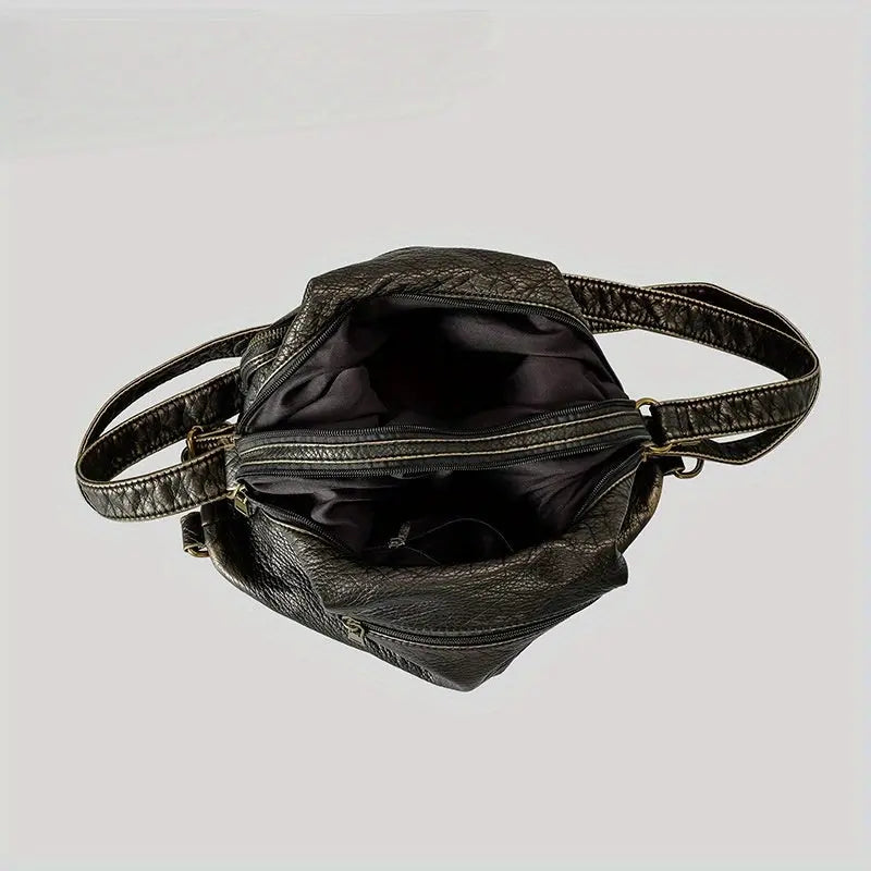 Chic Vintage Rivet Tote Bag for Women - Spacious Multi-Pocket Crossbody with Detachable Strap, Faux Leather SS69