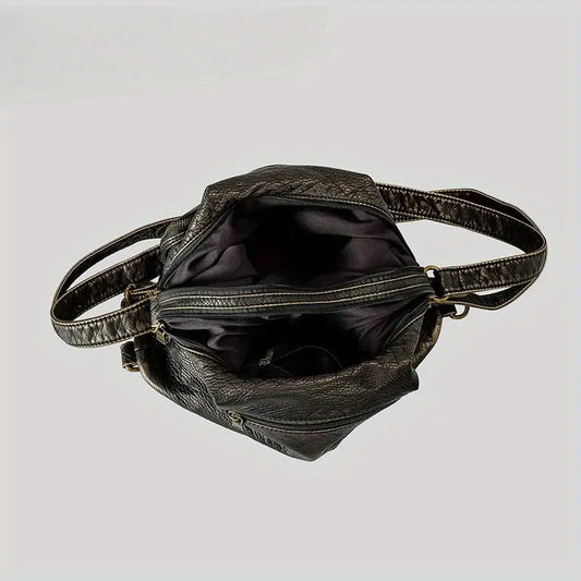 Chic Vintage Rivet Tote Bag for Women - Spacious Multi-Pocket Crossbody with Detachable Strap, Faux Leather SS69