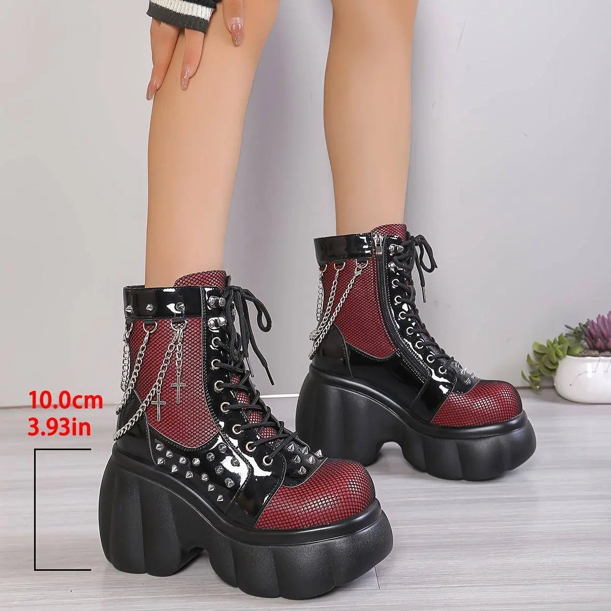 Chic Women's Fleece-Lined Platform Ankle Boots - Comfortable Side Zip Wedge Heels, Versatile Black Short Boots for Fall & Winter - SS69