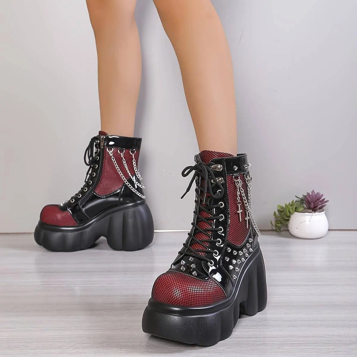 Chic Women's Fleece-Lined Platform Ankle Boots - Comfortable Side Zip Wedge Heels, Versatile Black Short Boots for Fall & Winter - SS69