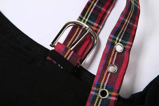 Classic Asymmetrical Women's Grunge Punk Arm Gloves Cold Shoulder Red Star Pattern Black Crop Top Y2k E-girl T-shirt - SS69