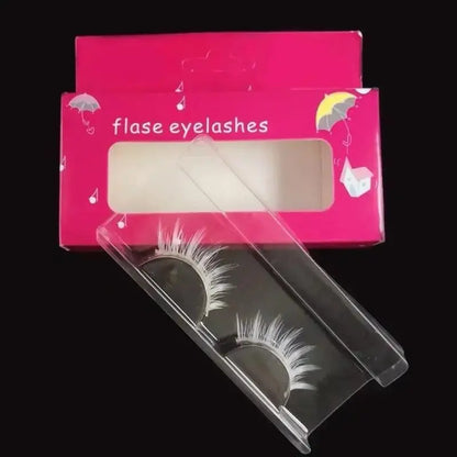 Cosplay Makeup Natural Looking Clear Root White Long Thick Cross False Eyelashes - SS69