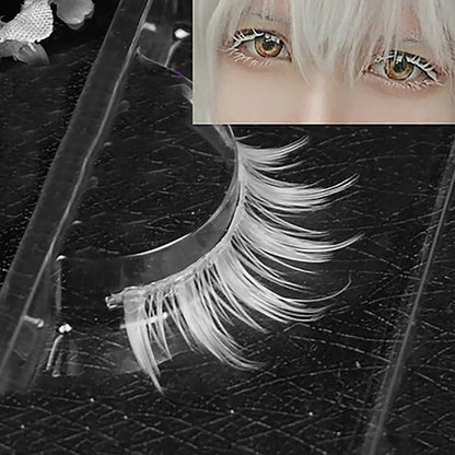 Cosplay Makeup Natural Looking Clear Root White Long Thick Cross False Eyelashes - SS69