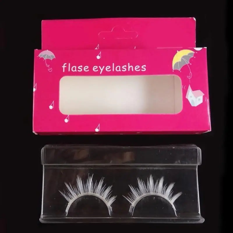 Cosplay Makeup Natural Looking Clear Root White Long Thick Cross False Eyelashes - SS69