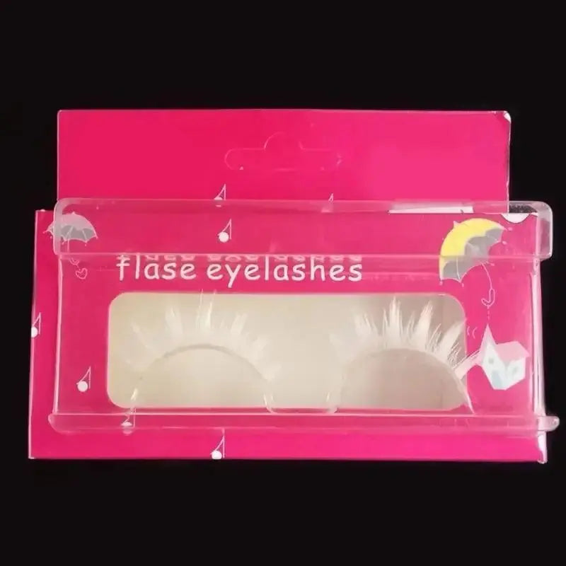 Cosplay Makeup Natural Looking Clear Root White Long Thick Cross False Eyelashes - SS69