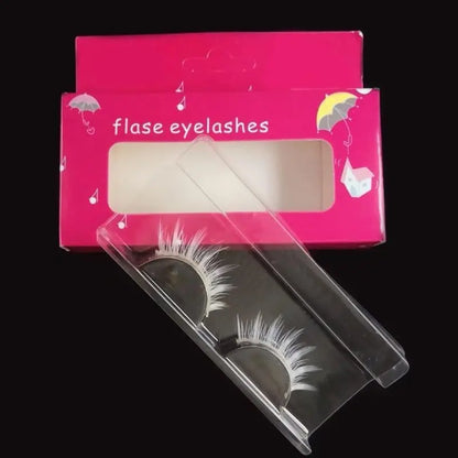 Cosplay Makeup Natural Looking Clear Root White Long Thick Cross False Eyelashes - SS69