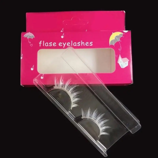 Cosplay Makeup Natural Looking Clear Root White Long Thick Cross False Eyelashes - SS69