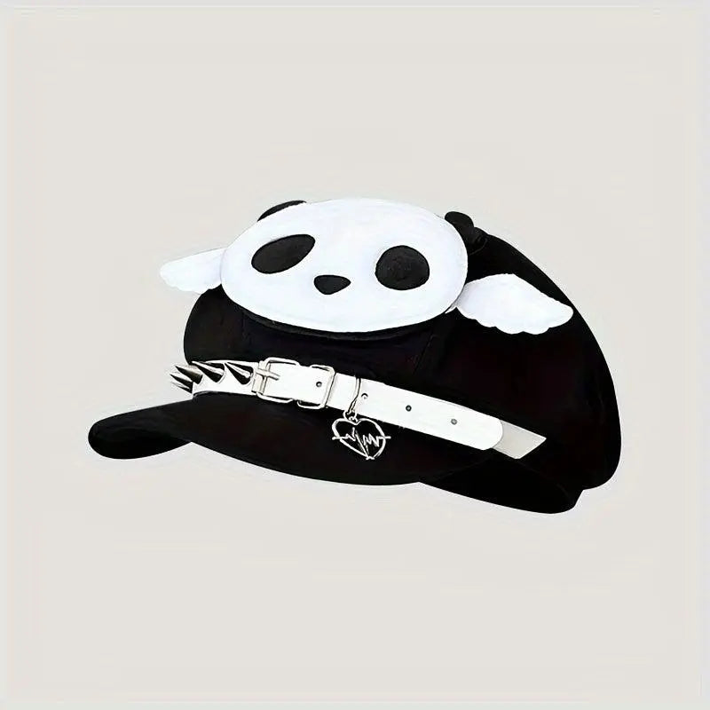 Cotton Beret Cap with Embroidery and Knitting, Lightweight 100% Cotton Y2K Aesthetic SS69