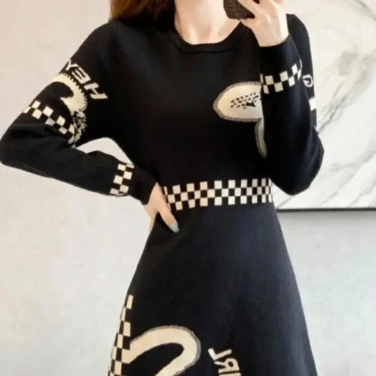 Cover Up Midi Woman Knitted Dress A Line Crochet Dresses for Women Knee Length Black On Sale Clearance Curvy Thic Elegant Luxury - SS69