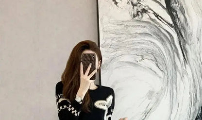 Cover Up Midi Woman Knitted Dress A Line Crochet Dresses for Women Knee Length Black On Sale Clearance Curvy Thic Elegant Luxury - SS69