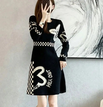 Cover Up Midi Woman Knitted Dress A Line Crochet Dresses for Women Knee Length Black On Sale Clearance Curvy Thic Elegant Luxury - SS69
