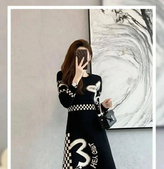 Cover Up Midi Woman Knitted Dress A Line Crochet Dresses for Women Knee Length Black On Sale Clearance Curvy Thic Elegant Luxury SS69