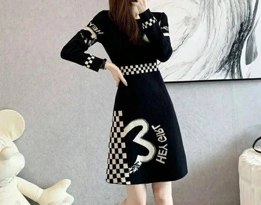 Cover Up Midi Woman Knitted Dress A Line Crochet Dresses for Women Knee Length Black On Sale Clearance Curvy Thic Elegant Luxury SS69