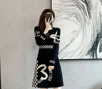 Cover Up Midi Woman Knitted Dress A Line Crochet Dresses for Women Knee Length Black On Sale Clearance Curvy Thic Elegant Luxury SS69
