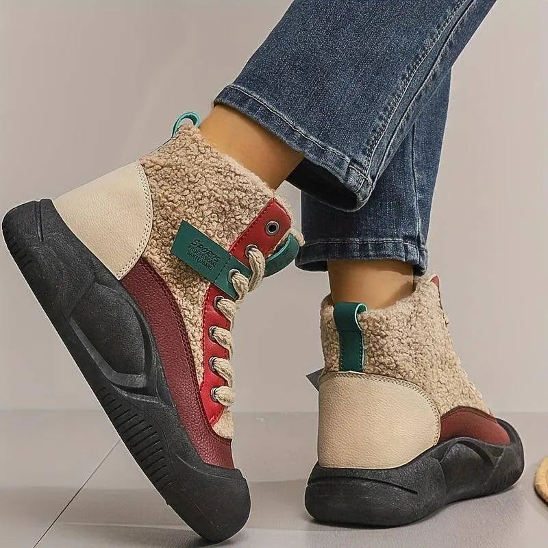 Cozy Fleece-Lined Women's Snow Boots - Stylish High-Top, Thick Sole Ankle Booties for Winter, Perfect for Christmas & Halloween SS69