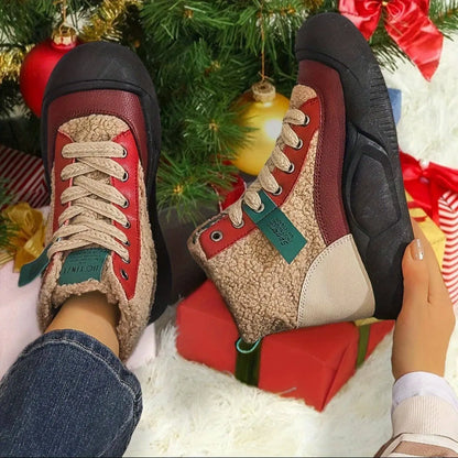 Cozy Fleece-Lined Women's Snow Boots - Stylish High-Top, Thick Sole Ankle Booties for Winter, Perfect for Christmas & Halloween SS69