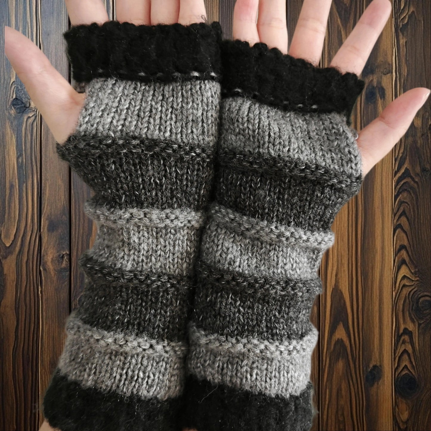 Cozy Knit Fingerless Gloves for Women - Stretchy, Warm Fleece Blend with Color Block Design, Perfect for Autumn & Winter - SS69