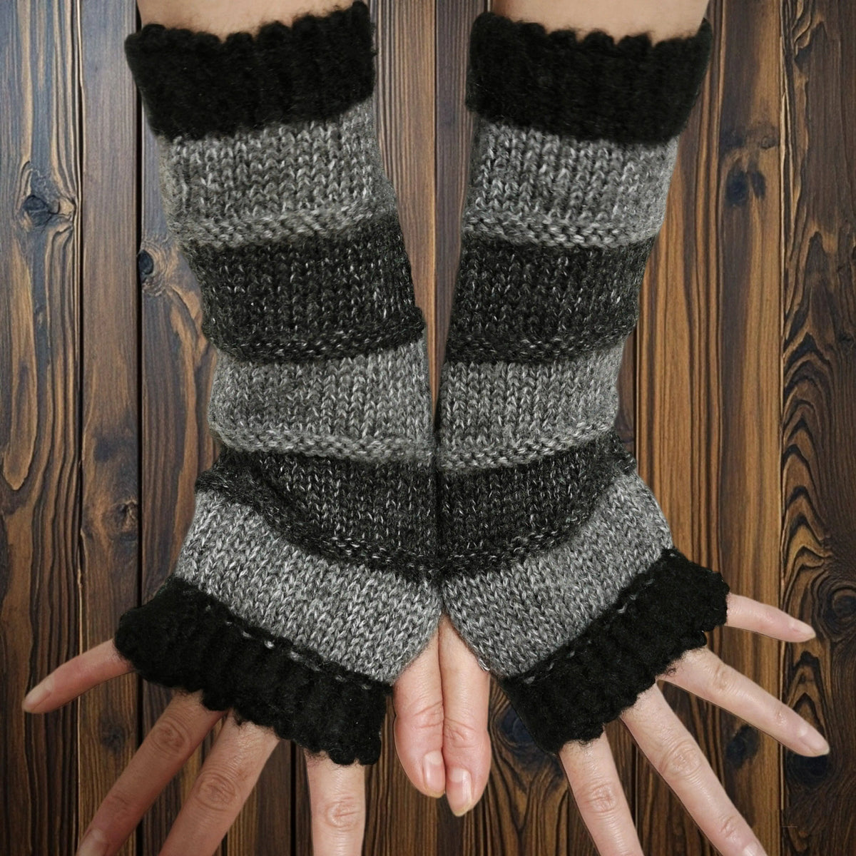 Cozy Knit Fingerless Gloves for Women - Stretchy, Warm Fleece Blend with Color Block Design, Perfect for Autumn & Winter SS69