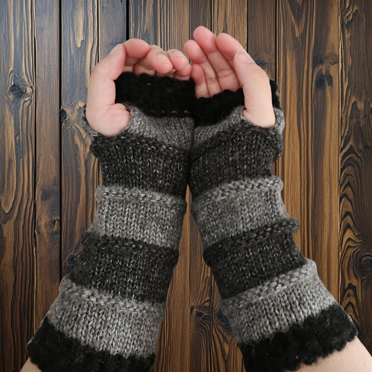 Cozy Knit Fingerless Gloves for Women - Stretchy, Warm Fleece Blend with Color Block Design, Perfect for Autumn & Winter SS69