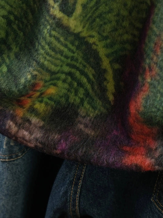 Cozy Plus Size Cartoon Print Knit Sweater - Warm, Stretchy Crew Neck Pullover for Women, Perfect for Fall/Winter SS69