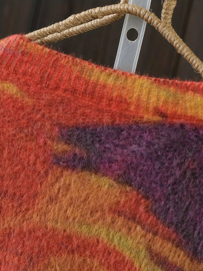 Cozy Plus Size Cartoon Print Knit Sweater - Warm, Stretchy Crew Neck Pullover for Women, Perfect for Fall/Winter SS69