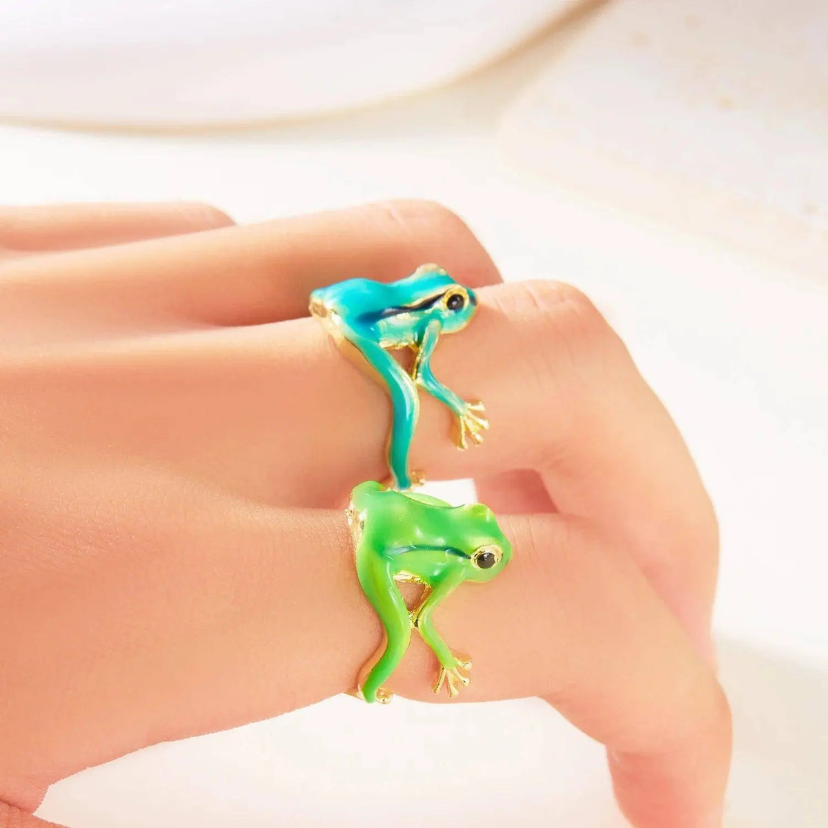 Creative Cute Animal Frog Toad Opening Ring For Women Men Aesthetic Design Retro Resizable Finger Ring Party Festival Jewelry SS69