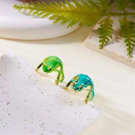 Creative Cute Animal Frog Toad Opening Ring For Women Men Aesthetic Design Retro Resizable Finger Ring Party Festival Jewelry SS69