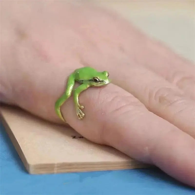 Creative Cute Animal Frog Toad Opening Ring For Women Men Aesthetic Design Retro Resizable Finger Ring Party Festival Jewelry SS69 6.69 RI24Y0114-1 / resizable