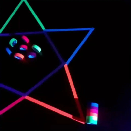 [Customer Favorite] 5pcs Neon Fluorescent Tape Set, UV Reactive Colors for Party Decorations, Birthdays & Crafts - 196.85" x 127mm SS69