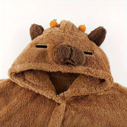 Cute Capybara Plush Fleece Nightdress with Hood - SS69