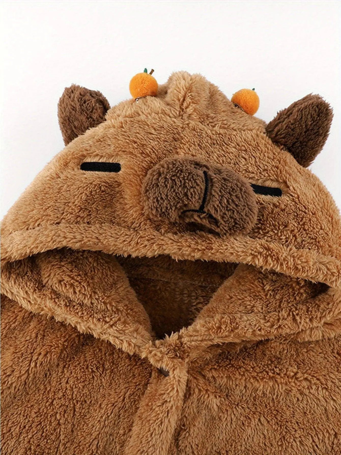 Cute Capybara Plush Fleece Nightdress with Hood - SS69