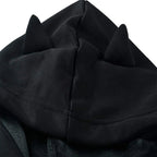 Cute Cat Ear Hoodie, Off-Shoulder Black Punk Crop Pullover - SS69