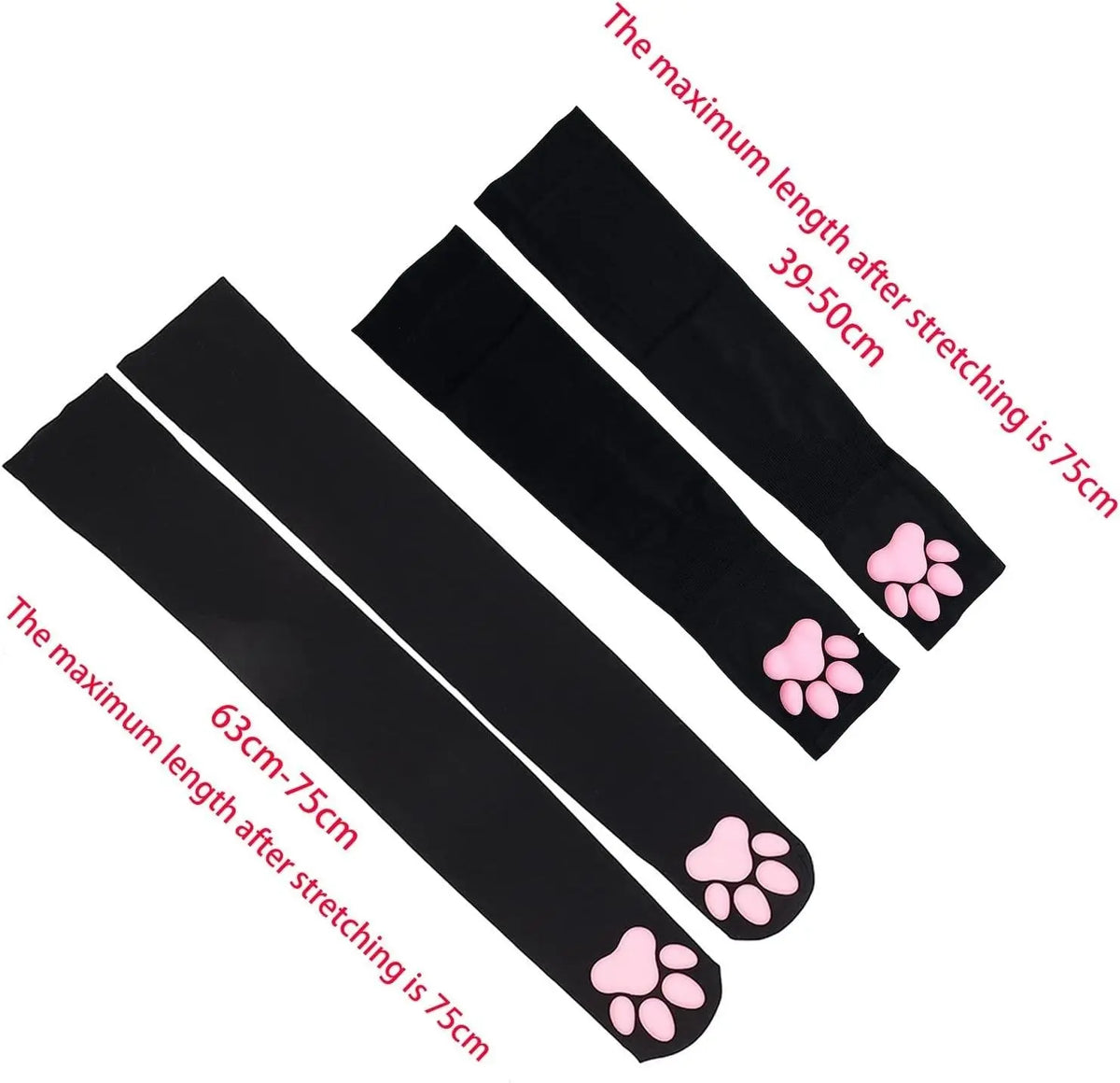 Cute Cat Paw Thigh-High Cosplay Socks with Pink 3D Kitten Claw Fingerless Gloves for Girls and Women. - SS69
