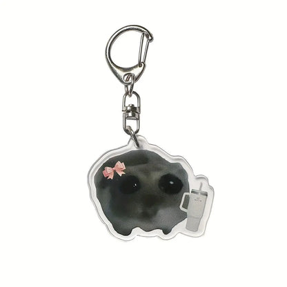 Cute Crying Hamster Acrylic Keychain, Alloy, Cartoon-Themed, Round Ring Clasp, Fashion Accessory For Women, Ideal For Phone Keys & Bag Decoration, Birthday Gift - SS69