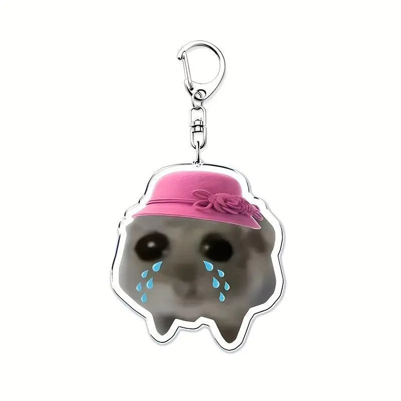 Cute Crying Hamster Acrylic Keychain, Alloy, Cartoon-Themed, Round Ring Clasp, Fashion Accessory For Women, Ideal For Phone Keys & Bag Decoration, Birthday Gift SS69