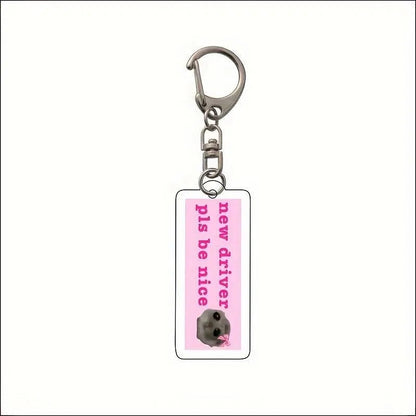 Cute Crying Hamster Acrylic Keychain, Alloy, Cartoon-Themed, Round Ring Clasp, Fashion Accessory For Women, Ideal For Phone Keys & Bag Decoration, Birthday Gift SS69