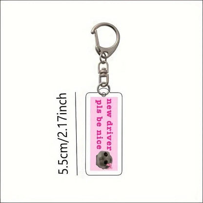 Cute Crying Hamster Acrylic Keychain, Alloy, Cartoon-Themed, Round Ring Clasp, Fashion Accessory For Women, Ideal For Phone Keys & Bag Decoration, Birthday Gift SS69