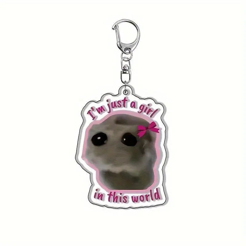 Cute Crying Hamster Acrylic Keychain, Alloy, Cartoon-Themed, Round Ring Clasp, Fashion Accessory For Women, Ideal For Phone Keys & Bag Decoration, Birthday Gift SS69